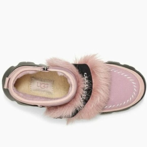 UGG Fluff Punk UGGPure & Lamb Fur Suede Ankle Boots sz 5 pink - Picture 5 of 5